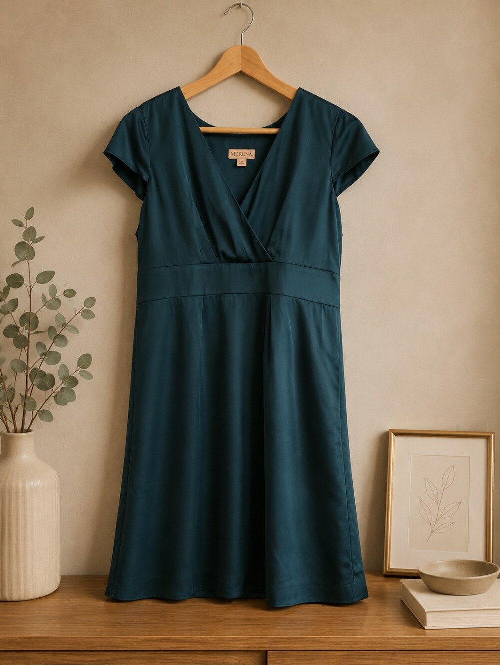 Merona Deep Teal V-Neck Midi Dress
